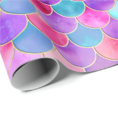 Pink, Lila und Aqua Mermaid-Muster Geschenkpapier (Rolleneckpunkt)