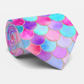 Pink, Lila und Aqua Mermaid-Muster Krawatte (Gerollt)