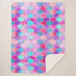 Pink, Lila und Aqua Mermaid-Muster Sherpadecke