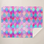 Pink, Lila und Aqua Mermaid-Muster Sherpadecke (Vorderseite (Horizontal))