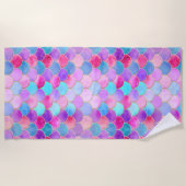 Pink, Lila und Aqua Mermaid-Muster Strandtuch (Vorderseite)