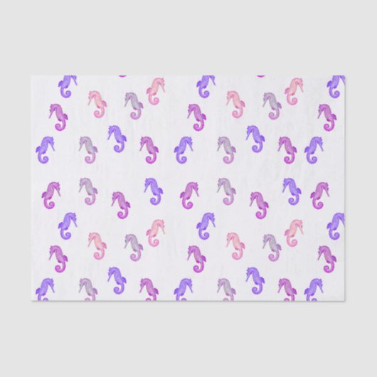 Pink Lila und Lilac Tiny Seepferds Muster Seidenpapier (Vorderseite)