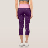 Pink Lila und Weiß Polka Punkte Capri Leggings (Rückseite)