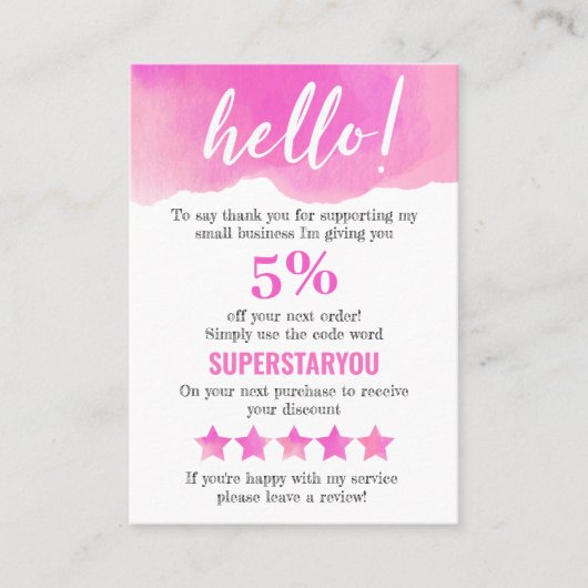 Pink Lila Vielen Dank Logos Social Media Beilage Visitenkarte (Vorderseite)