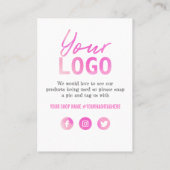 Pink Lila Vielen Dank Logos Social Media Beilage Visitenkarte (Rückseite)
