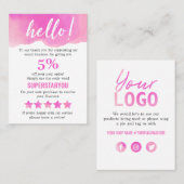 Pink Lila Vielen Dank Logos Social Media Beilage Visitenkarte (Vorne/Hinten)