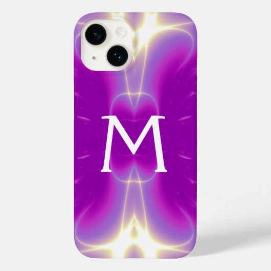 PINK LILA VIOLET FRAKTAL LIGHT WAVS MONOGRAM Case-Mate iPhone HÜLLE (Rückseite)