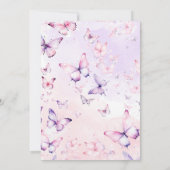 Pink Lila Watercolor Butterfly Kisses Birthday Einladung (Rückseite)