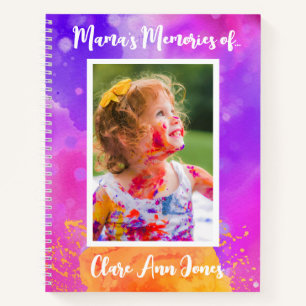 Pink Lila Watercolor Child Memory Notebook Notizblock