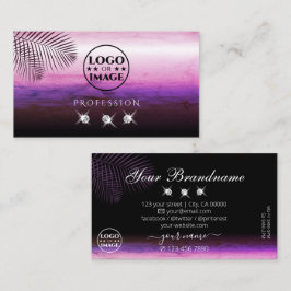 Pink Lila Watercolor Palm Blätter Jewels Logo hinz Visitenkarte