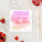 Pink Lila Watercolor Star von David Bat Mitzvah Serviette (Beispiel)