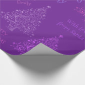 Pink Lila Weihnachtsbaummuster mit Name Geschenkpapier (Ecke)
