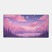 Pink Lila Whimsical Kawaii Clouds Mousepad Schreibtischunterlage (Vorderseite)