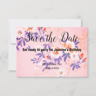 PINK LILA WHITE CHERRY BLOSSOM SAVE THE DATE RSVP KARTE