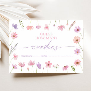 Pink Lila Wildblume schätzt wie viele Duschspiele Begleitkarte