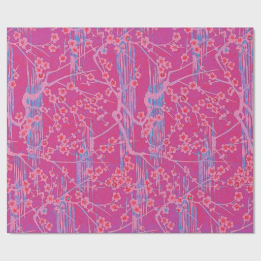 PINK LILAC AQUAMARIN SAKURA BLUME Japanisch Geschenkpapier (Flach)