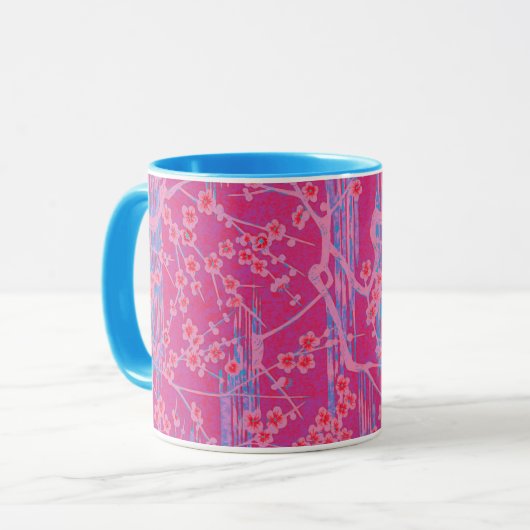 PINK LILAC AQUAMARIN SAKURA BLUME Japanisch Tasse (Vorderseite Links)