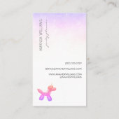 Pink Lilac Balloon Animal Party Event Plane Visitenkarte (Rückseite)