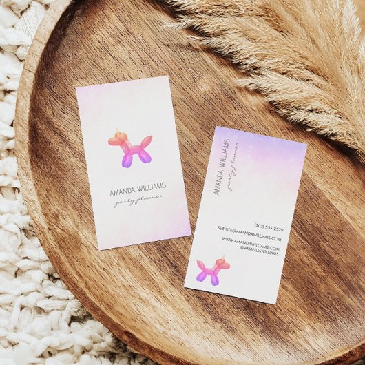 Pink Lilac Balloon Animal Party Event Plane Visitenkarte