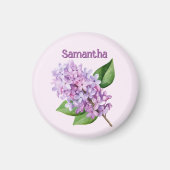 Pink Lilac Blossom Custom Name Magnet (Vorne)