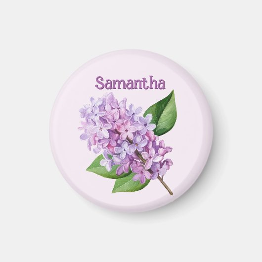 Pink Lilac Blossom Custom Name Magnet (Vorne)