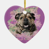Pink Lilac Bulldog Hund Lover Herz Foto Keramik Ornament (Vorne)