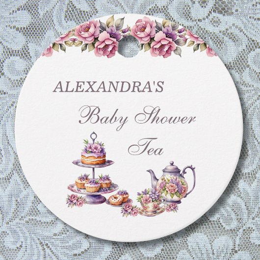 Pink Lilac Floral Tea Baby Dusche Danke Geschenkanhänger