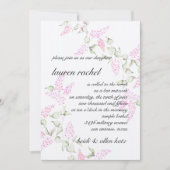 Pink Lilac Floral Vine Bat Mitzvah Einladung (Vorderseite)