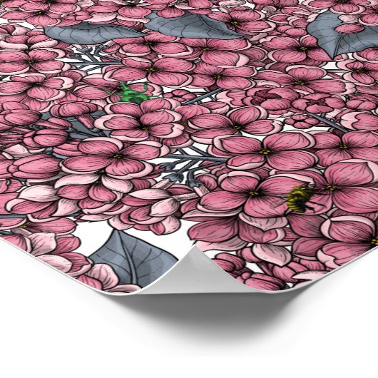 Pink Lilac Garten Poster (Ecke)