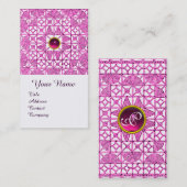 PINK LILAC GEOMETRIC LACE GEMSTONE MONOGRAMM VISITENKARTE (Vorne/Hinten)