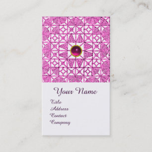 PINK LILAC GEOMETRIC LACE GEMSTONE MONOGRAMM VISITENKARTE