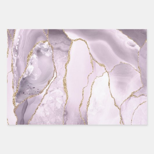 Pink lilac lila agate Packpapier Blatt (Vorderseite 2)