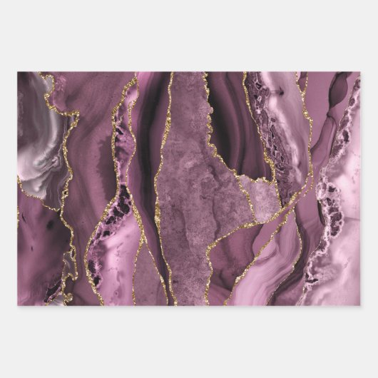 Pink lilac lila agate Packpapier Blatt (Vorderseite 3)