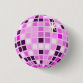 Pink Lilac Lila Retro Modernes Diskothek Ball Button (Vorderseite)