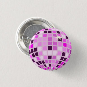 Pink Lilac Lila Retro Modernes Diskothek Ball Button