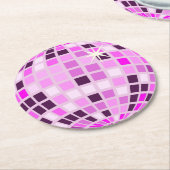 Pink Lilac Lila Retro Modernes Diskothek Ball Runder Pappuntersetzer (Angewinkelt)
