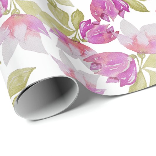 Pink Lilac Magnolia Blume Geschenkpapier (Rolleneckpunkt)