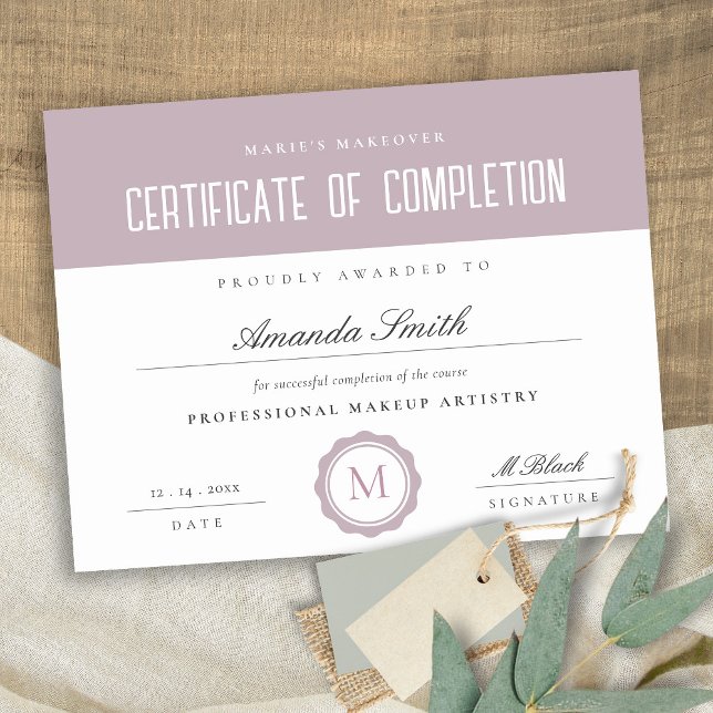 Pink Lilac Minimal Certificate of Completion Award (Von Creator hochgeladen)
