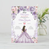 Pink Lilac Mis Quince 15 Anos Crown Quinceñera Einladung (Stehend Vorderseite)