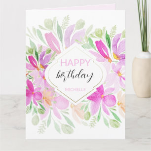 Pink Lilac Modern Boho Wasserfarben Karte