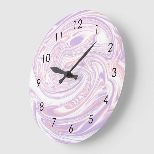 Pink Lilac Modernes Design aus Abstraktem flüssige Große Wanduhr (Winkel)