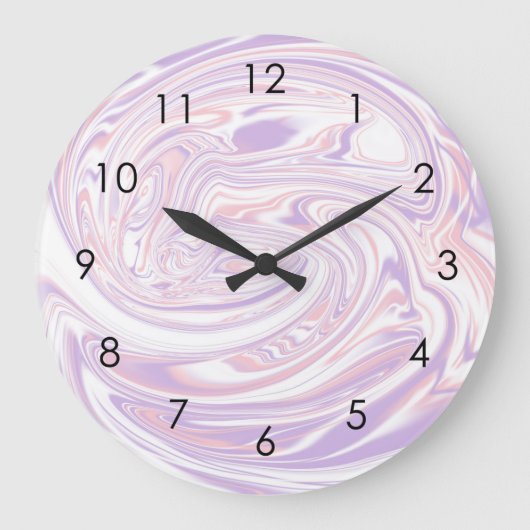 Pink Lilac Modernes Design aus Abstraktem flüssige Große Wanduhr (Vorderseite)
