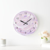 Pink Lilac Modernes Design aus Abstraktem flüssige Große Wanduhr (Zuhause)