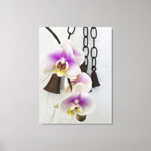 Pink Lilac Orchid Blume Vintage Glocken Leinwanddruck (Vorderseite)