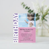 Pink Lilac Panel 2. Geburtstagskarte Einladungspostkarte (Stehend Vorderseite)