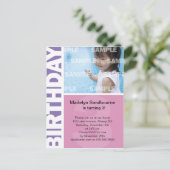 Pink Lilac Panel 3 Geburtstagskarte Einladungspostkarte (Stehend Vorderseite)