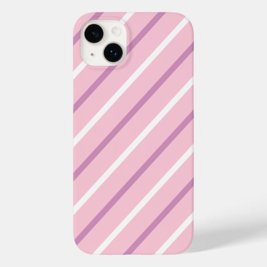 Pink, Lilac und weiße Diagonalstreifen Case-Mate iPhone Hülle (Rückseite)