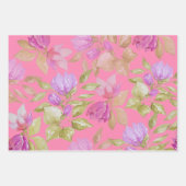 Pink Lilac Wasserfarbe Blume Handgemalt Geschenkpapier Set (Vorderseite)