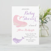 Pink Lilac Whale Pastel Ocean Fish Baby Dusche Einladung (Stehend Vorderseite)