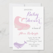 Pink Lilac Whale Pastel Ocean Fish Baby Dusche Einladung (Vorderseite)